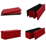 vidaXL Banc de rangement pliable Rouge bordeaux Faux lin