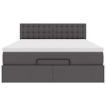 vidaXL Lit ottoman avec matelas & LED Gris 140x190cm similicuir