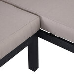 Ensemble salon de jardin d'angle design contemporain 5 places coussins marron table basse alu. noir et imitation bois