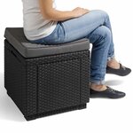 Keter Pouf de rangement Cube avec coussin Graphite