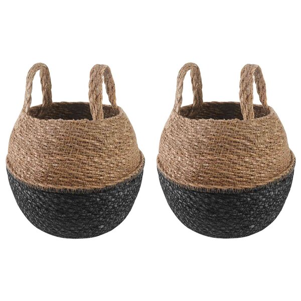 vidaXL Pot de plante avec poignées 2 pc Noir Ø 22 x 20 cm