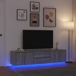 vidaXL Meuble TV avec lumières LED sonoma gris 193 5x41x50 cm