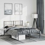 vidaXL Cadre de lit métal sans matelas avec pied de lit noir 150x200cm