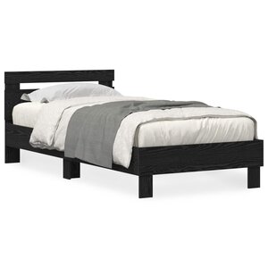 vidaXL Cadre de lit avec LED Chêne noir 90 x 190 cm Bois d'ingénierie