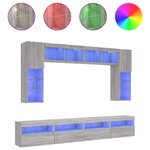 vidaXL Ensemble de meubles TV muraux 8 Pièces et lumières LED sonoma gris