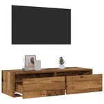 vidaXL Meuble TV avec lumières LED vieux bois 100X35 5x25 cm