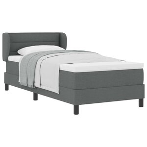 vidaXL Lit à ressorts avec matelas Gris foncé 90 x 200 cm tissu