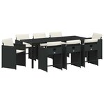 vidaXL Ensemble de salle à manger pour jardin 9 Pièces Noir polyrotin