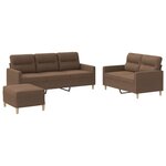 vidaXL Ensemble de canapés 3 Pièces avec coussins Marron Tissu