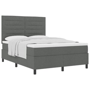 vidaXL Lit à ressorts avec matelas Gris foncé 140 x 190 cm tissu