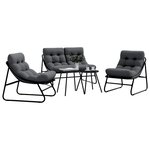 vidaXL Ensemble de salle à manger pour jardin 5 Pièces Noir Acier