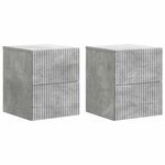 vidaXL Cabinet de chevet mural 2 Pièces Gris béton 33 x 34 5 x 40 cm