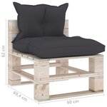Vidaxl canapé de milieu palette de jardin avec coussins bois de pin