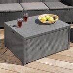 ALLIBERT by KETER - Salon de jardin SanRemo Storage 5 places - table basse coffre range-coussins - imitation rotin tressé - gris