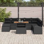 vidaXL Ensemble de canapé de jardin 9 Pièces Noir Poly rotin