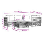 Salon de jardin meuble d'extérieur ensemble de mobilier avec coussins 5 pièces blanc acier 02_0018306