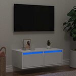 vidaXL Meuble TV avec lumières LED blanc 75x35 5x25 cm