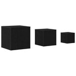 Ensemble de 3 tables d'appoint empilables en bois d'ingénierie noir