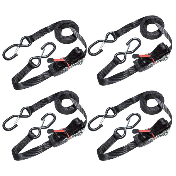 Sangle d'Arrimage avec Crochets et Cliquet  Noir  4 25m x 25mm Sangle  Pack de 4
