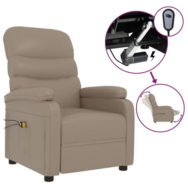 vidaXL Fauteuil de massage électrique Cappuccino Similicuir
