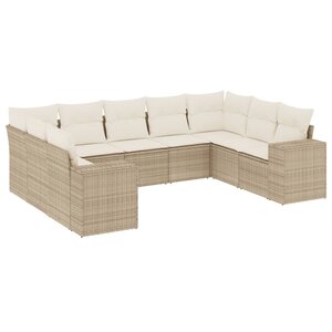 vidaXL Salon de jardin avec coussins 9 Pièces beige résine tressée