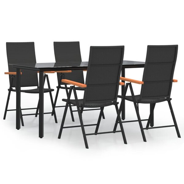 vidaXL Ensemble à manger de jardin 5 Pièces Noir et marron Résine tressée
