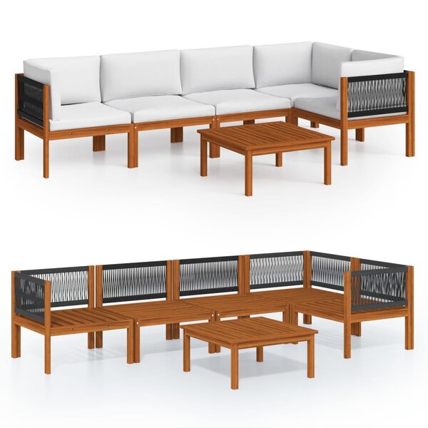 vidaXL Salon de jardin 6 pièces avec coussins Crème 63 x 63 cm