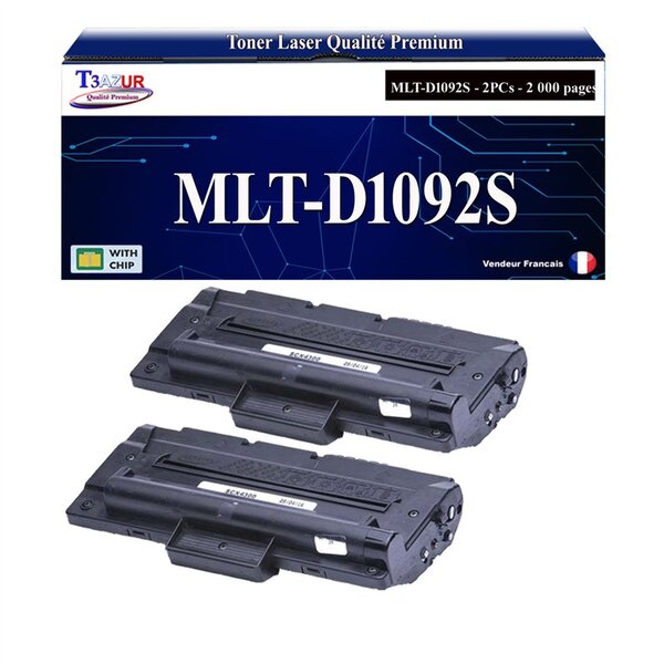 T3AZUR -2x Toners compatibles avec Samsung MLT-D1092S MLTD1092S pour Samsung SCX4300 SCX-4300
