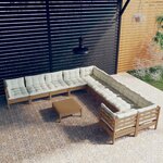 vidaXL Salon de jardin 11 Pièces avec coussins marron miel bois de pin