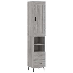 vidaXL Buffet haut Sonoma gris 34 5x34x180 cm Bois d'ingénierie