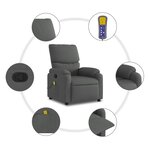 vidaXL Fauteuil de massage inclinable gris foncé tissu