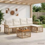 vidaXL Ensemble de canapés d'extérieur 6 pc Blanc Naturel et Crème
