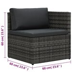 vidaXL Salon de jardin 5 Pièces avec coussins Résine tressée Gris