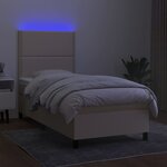 vidaXL Sommier à lattes de lit et matelas et LED Crème 100x200cm Tissu
