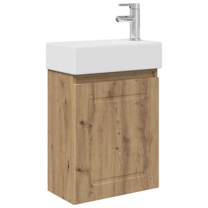 vidaXL Meuble de salle de bain avec robinet Chêne artisanal