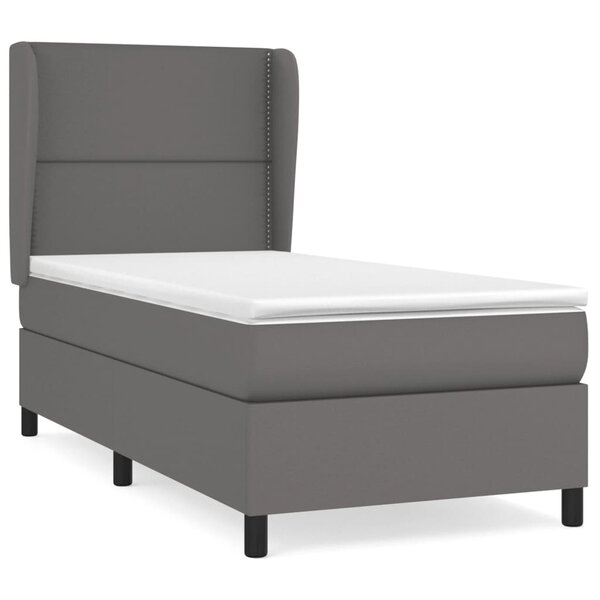 vidaXL Sommier à lattes de lit avec matelas Gris 90x190 cm Similicuir