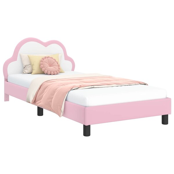 vidaXL Cadre de lit pour enfants avec tête de lit Rose 90 x 200 cm PU