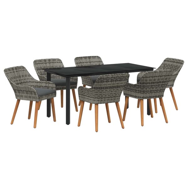 vidaXL Ensemble de salle à manger pour jardin 7 pc Gris polyrotin