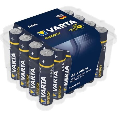 Varta pack de 24 piles alcalines energy aaa (lr03) 1 5v