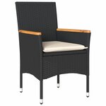 vidaXL Chaises de jardin avec coussins lot de 2 noir résine tressée