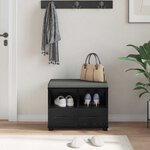 vidaXL Banc d'entrée avec coussin Chêne noir 60 x 38 x 46 cm