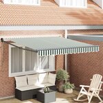 vidaXL Auvent Rayé Vert et blanc 3 x 2 5 m Polyester et métal