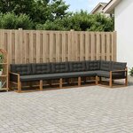 vidaXL Ensemble de canapés d'extérieur 6 Pièces Naturel et noir