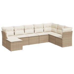 vidaXL Salon de jardin avec coussins 8 Pièces beige résine tressée