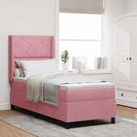 vidaXL Lit à Ressorts avec Matelas LED Rose 80 x 200 cm Velours