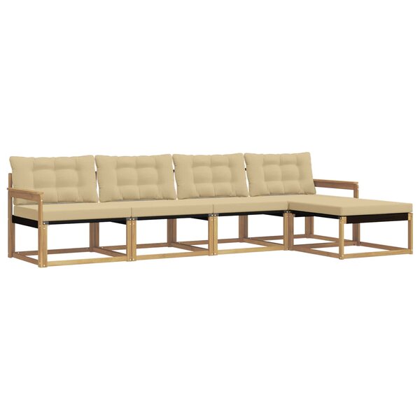 vidaXL Ensemble de canapés d'extérieur 5 pc Blanc et Beige