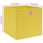 vidaXL Boîtes de rangement 4 Pièces Jaune 32x32x32 cm Tissu