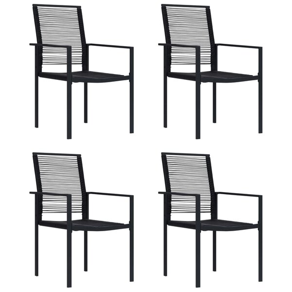 vidaXL Chaises de jardin lot de 4 Rotin PVC Noir