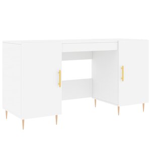 Bureau table poste de travail meuble d'ordinateur informatique étude 140 x 50 x 75 cm bois d'ingénierie blanc 02_0023511
