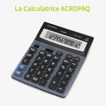 ACROPAQ Calculatrice de bureau- Écran 12 chiffres- Dual Power- 350g- Ecran incliné avec pied arrière- Gris- Pile LR44 incluse